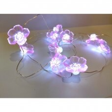 10 LED lempučių girlianda "Flower pink", veikia su baterijomis