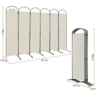 6 dalių pertvara - širma, 331 x 188 cm 6