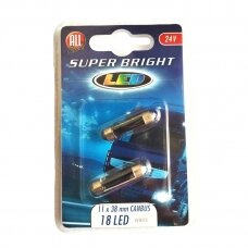 ALL RIDE lemputės 24V, 18 LED, 11 x 38 mm,  2 vnt.