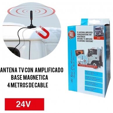 ALL RIDE automobilinė TV antena su stiprintuvu, 24V