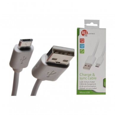 ALL RIDE CONNECT USB A - Micro USB  įkrovimo ir duomenų perdavimo laidas, 1,2 m 1