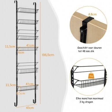 Ant durų pakabinama reguliuojamo aukščio lentyna 5