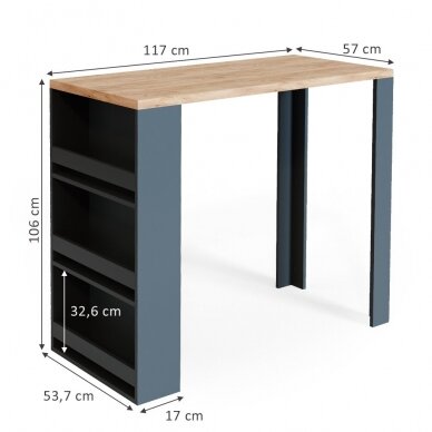 Baro stalas su lentynomis, 106 x 117 x 57 cm 3