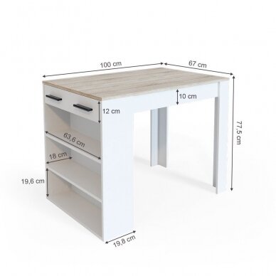 Baro stalas su lentynomis ir stalčiumi REPOSE, 77,5 x 100 x 67 cm 3