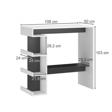Baro stalas su lentynomis DANA, 103 x 108 x 50 cm 5