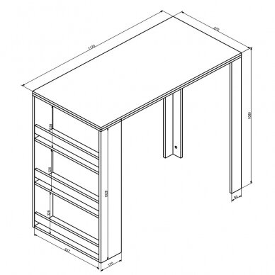 Baro stalas su lentynomis, 106 x 117 x 57 cm 3