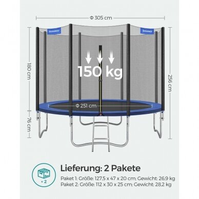 Batutas su apsauginiu tinklu ir kopečiomis, ø 305 cm (Ekspozicinė prekė) 7