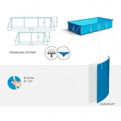 BESTWAY STEEL PRO karkasinis baseinas, be filtro, 259 x 170 x 61 cm, 2300 l 2