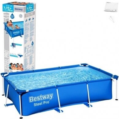 BESTWAY STEEL PRO karkasinis baseinas, be filtro, 259 x 170 x 61 cm, 2300 l