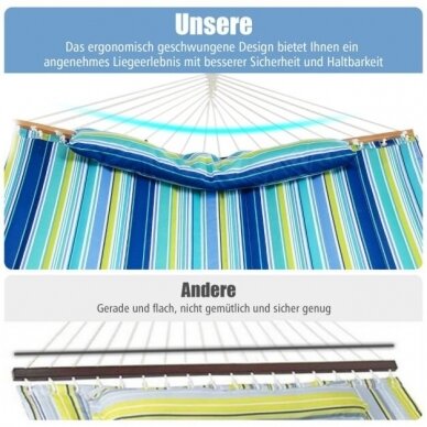 Medvilninis hamakas su pagalvėle, iki 150 kg 6