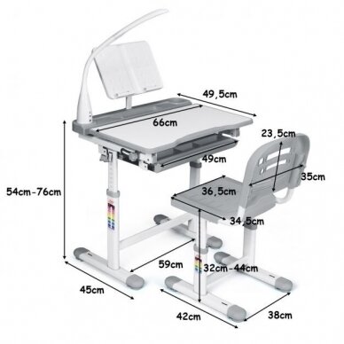 Augantis - reguliuojamo aukščio vaikiškas stalo ir kėdės komplektas 10