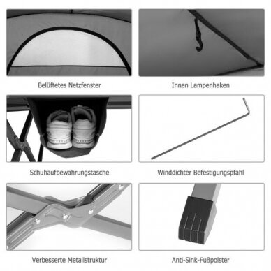 Funkcionali palapinė – lova 2 asmenims su čiužiniu ir transportavimo krepšiu 6