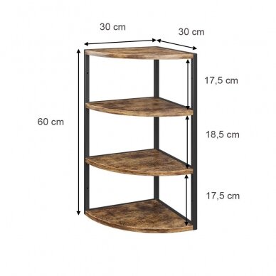 Industrinio stiliaus 4 pakopų kampinė pakabinama lentyna FYRK 5