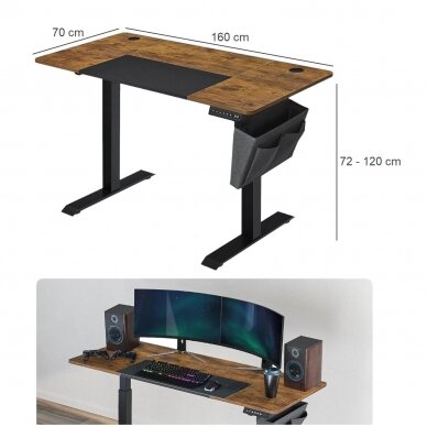 Industrinio stiliaus elektrinis reguliuojamo aukščio stalas (Ekspozicinė prekė) 4