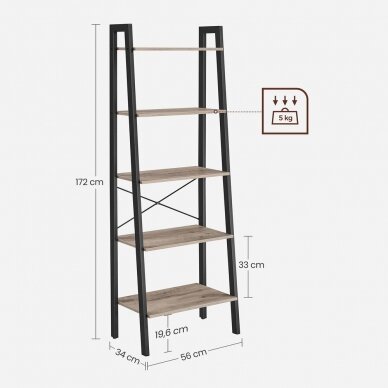 Industrinio stiliaus pastatoma 5 pakopų lentyna 5