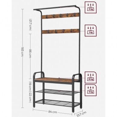 Industrinio stiliaus pastatoma drabužių kabykla (Ekspozicinė prekė) 5