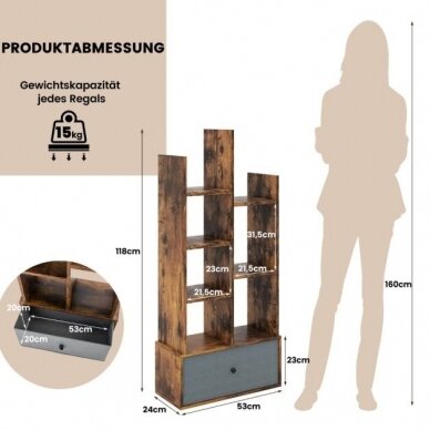 Industrinio stiliaus pastatoma lentyna su tekstiliniu stalčiumi 6