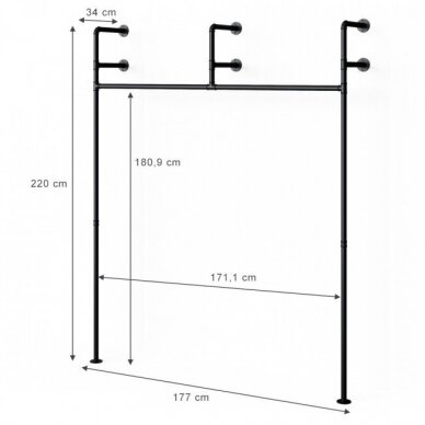 Industrinio stiliaus sieninė drabužių kabykla ILARIA 3