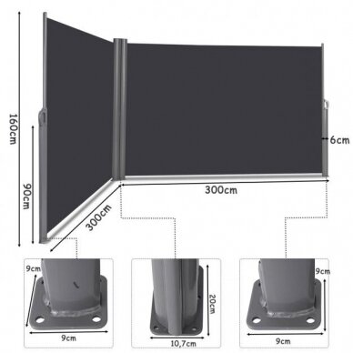 Kampinė šoninė markizė, 160 x 600 cm 5