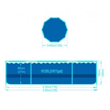 Karkasinis baseinas be filtro, Ø 360 x 76 cm 4