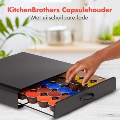 KitchenBrothers metalinis Dolce Gusto kavos kapsulių laikiklis - stalčius, 36 vnt 3