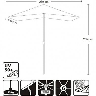 Lauko skėtis, 270 x 150 cm 4