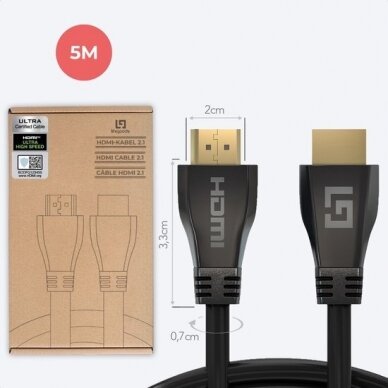 LifeGoods HDMI 2.1 laidas, 4K (120 Hz), 8K (60 Hz), 18 Gbps, 5 m 5