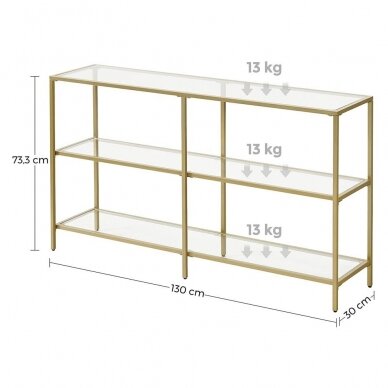 Metalinė aukso spalvos konsolė, 73,3 x 130 x 30 cm 4