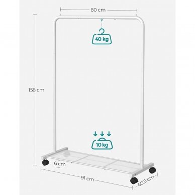 Metalinė drabužių kabykla su ratukais 4