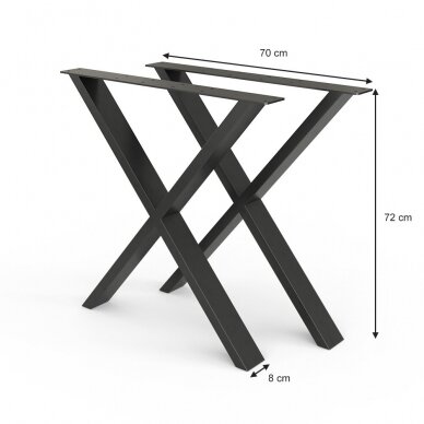 Metalinės baldų kojos X formos 72 cm, 2 vnt (Transportavimo defektas) 5