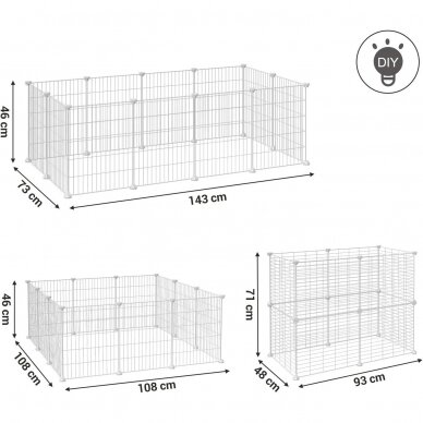 Metalinis aptvaras mažiems gyvūnams, 143 x 73 x 46 cm 5