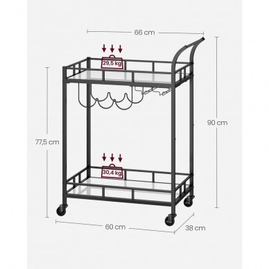 Metalinis juodos spalvos serviravimo vežimėlis 4