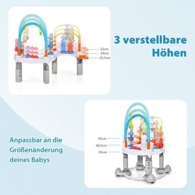 4in1 kūdikių veiklos centras - žaidimų kilimėlis, vaikštynė, stumdukas ir veiklos staliukas 5