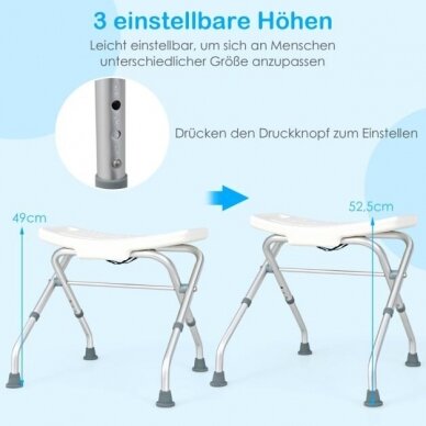 Reguliuojamo aukščio dušo kėdė-suoliukas, iki 150 kg 6
