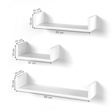 Pakabinamų sieninių lentynų rinkinys, 3 vnt 4