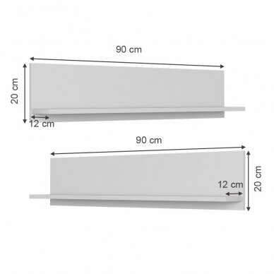 Pakabinamų sieninių lentynų rinkinys DILARA, 2 vnt 4
