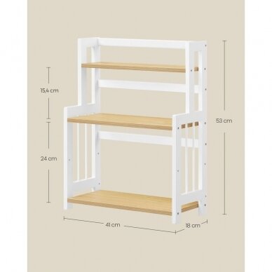 Pastatoma 3 pakopų lentyna bambukiniu rėmu 6