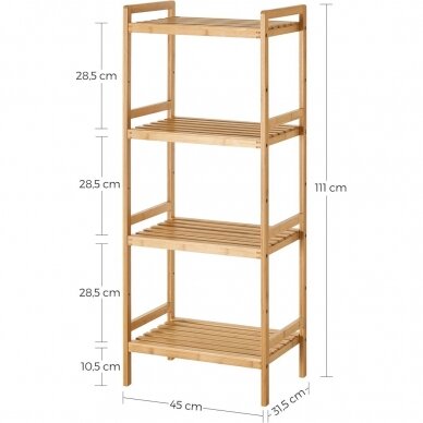 Pastatoma 4 pakopų bambukinė lentyna, 111 x 45 x 31,5 cm 5