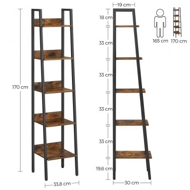 Industrinio stiliaus pastatoma 5 pakopų lentyna 6