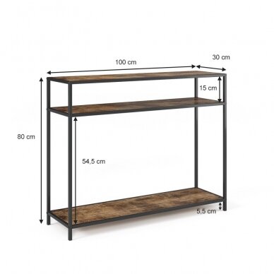 Industrinio stiliaus konsolė su dviem lentynomis FYRK 5