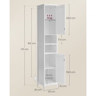 Tradicinio stiliaus pastatoma aukšta vonios spintelė su LED apšvietimu 6