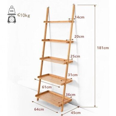 Pastatomų bambukinių 5 pakopų lentynų rinkinys, 2 vnt 6
