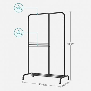 Pastatoma juoda metalinė drabužių kabykla (Transportavimo defektas) 5