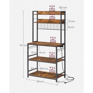 Pastatoma lentyna su elektros lizdu, 40 x 80 x 170 cm (Ekspozicinė prekė) 4