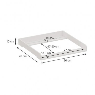 Baltas vystymo stalas montuojamas ant komodos, 80 x 76 cm (Ekspozicinė prekė) 4