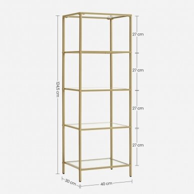 Pastatoma metalinė aukso spalvos lentyna, 124,5 x 40 x 30 cm 4