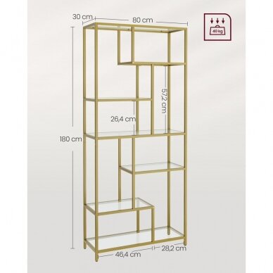 Pastatoma metalinė aukso spalvos lentyna, 180 x 80 x 30 cm (Transportavimo defektas) 4