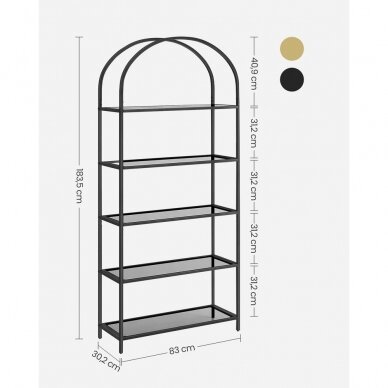 Pastatoma metalinė juodos spalvos lentyna, 183.5 x 83 x 30.2 cm 5