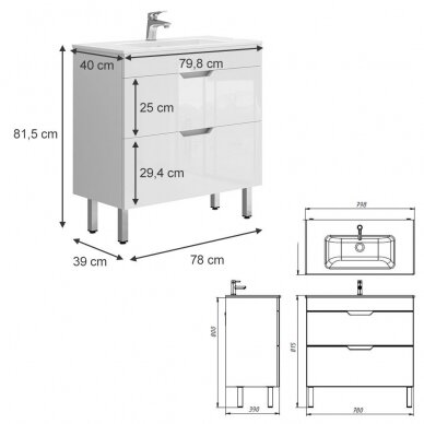 Pastatoma praustuvo spintelė CLAYTON 5