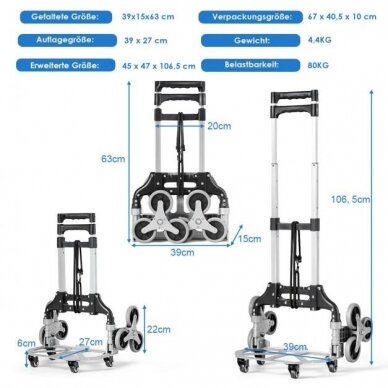 Sulankstomas transportavimo vežimėlis, iki 80 kg 6